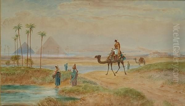 Pyramids At Giza Oil Painting by Frederick Goodall