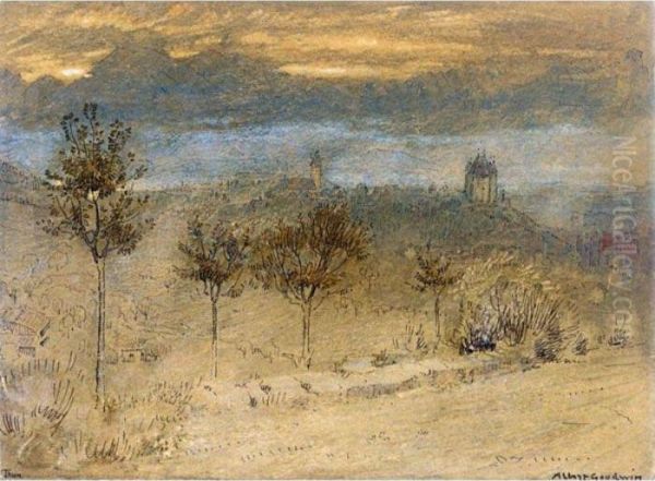 View Of Thun, Switzerland Oil Painting by Albert Goodwin