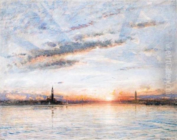 Venice, San Giorgio Maggiore And The Bacino Oil Painting by Albert Goodwin