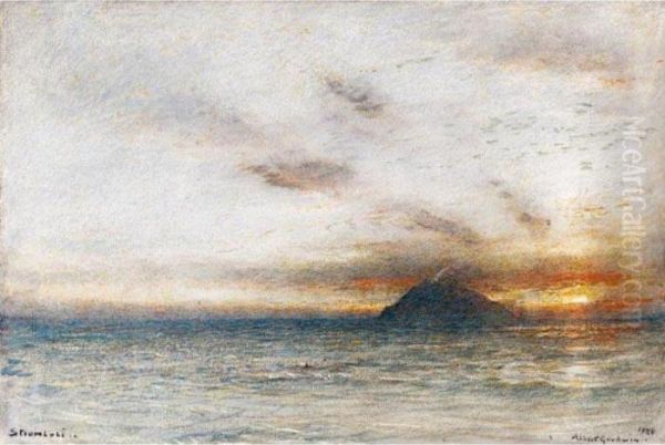 Stromboli, Aeolian Islands, Sicily Oil Painting by Albert Goodwin