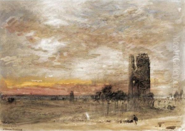 The Campagnia And Roman Sentinal Oil Painting by Albert Goodwin