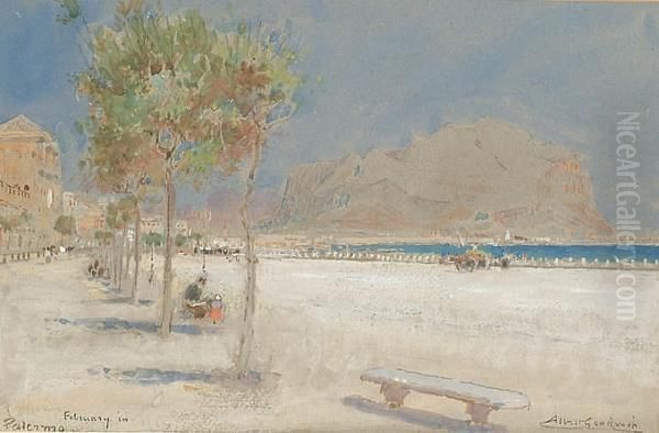 February In Palermo Oil Painting by Albert Goodwin