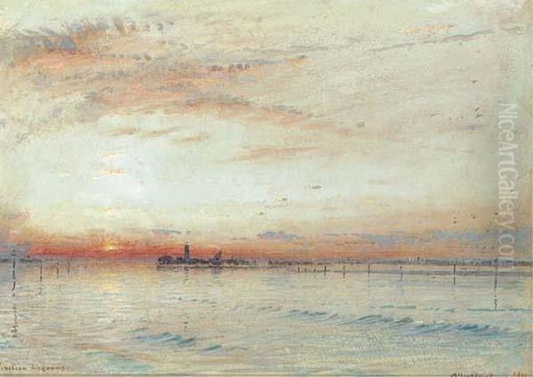 Venetian Lagoons Oil Painting by Albert Goodwin