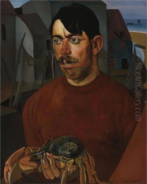 Fisherman Oil Painting by Boris Dimitrevich Grigoriev