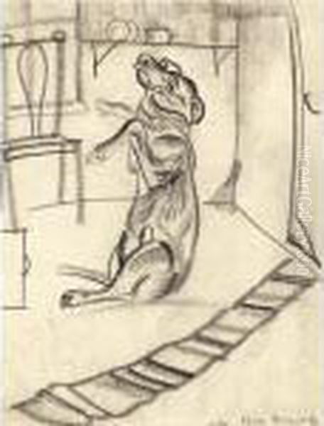 Sketch Of A Dog Oil Painting by Boris Dimitrevich Grigoriev