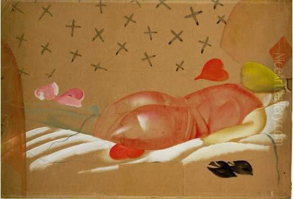 La Dormeuse Aux Cartes, Circa 1920 Oil Painting by Boris Dimitrevich Grigoriev