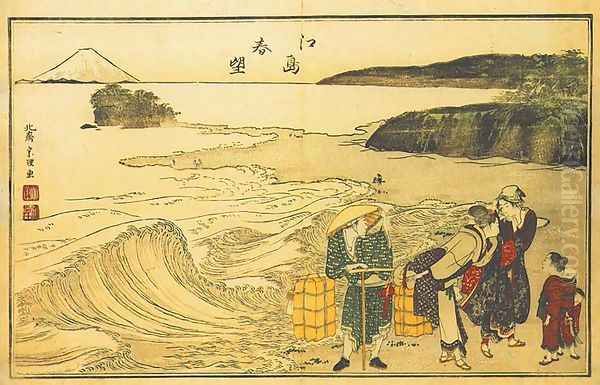 Spring at Enoshima (Enoshima shunbo) Oil Painting by Katsushika Hokusai