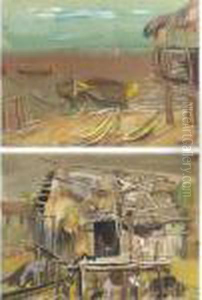 Two Views Of Chile Oil Painting by Boris Dimitrevich Grigoriev