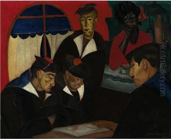 Sailors At A Cafe, Boui Bouis Oil Painting by Boris Dimitrevich Grigoriev