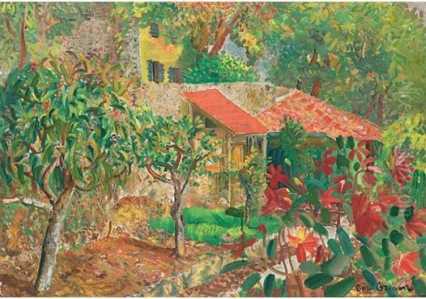 Vibrant Landscape Oil Painting by Boris Dimitrevich Grigoriev