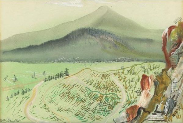 Chilean Landscape Oil Painting by Boris Dimitrevich Grigoriev