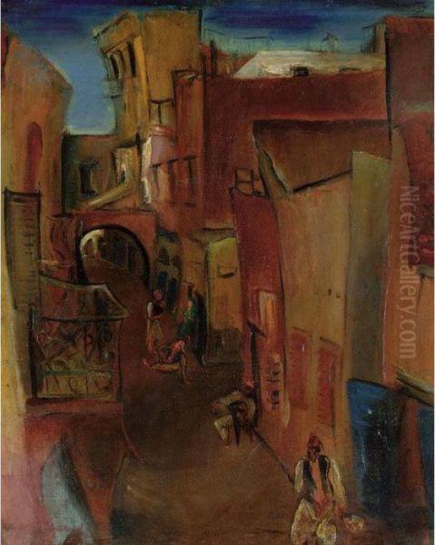 Street Scene Oil Painting by Boris Dimitrevich Grigoriev