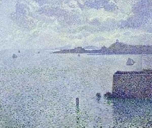 Sailing Boats In An Estuary Oil Painting by Theo van Rysselberghe