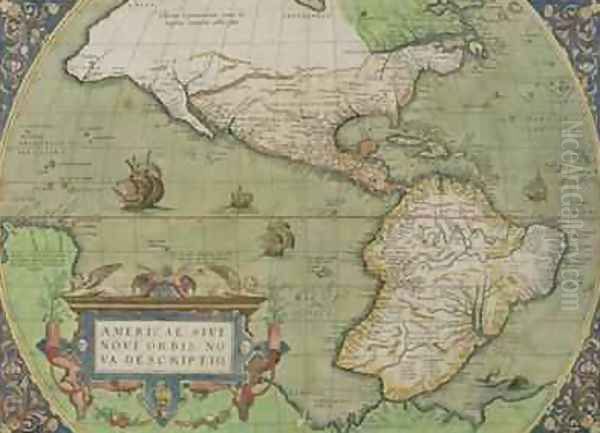 Map of North and South America, from the Theatrum Orbis Terrarum, published Antwerp, c.1570 Oil Painting by Abraham Ortelius