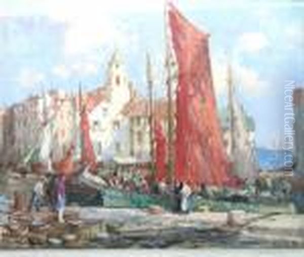 A Breton Harbour by William Lee Hankey