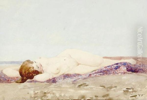 A Female Nude In Respose by William Lee Hankey