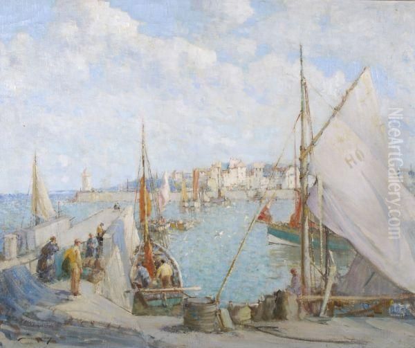 The Arrival Of A Mussel Boat, Hornfleur Oil Painting by William Lee Hankey