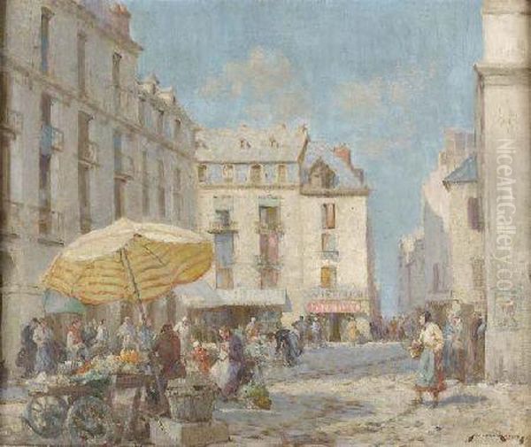 The Flower Market In A French Town by William Lee Hankey