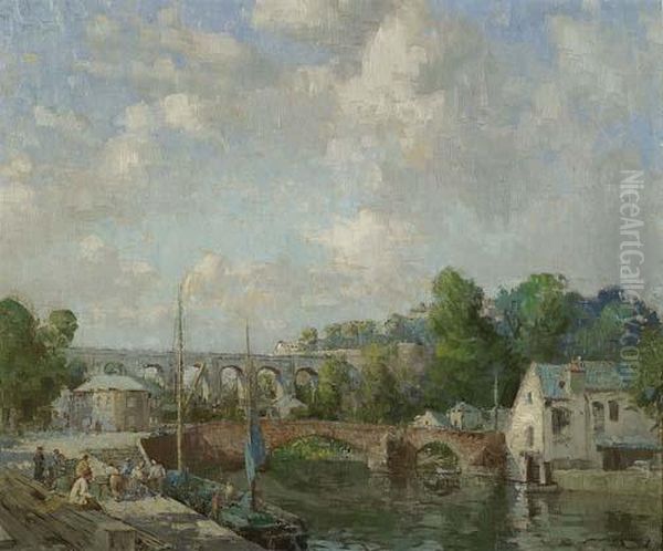 La Riviere Rance A Dinan Oil Painting by William Lee Hankey