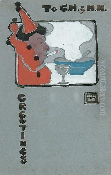 Clown Smoking; Man In A Red Scarf by William Lee Hankey