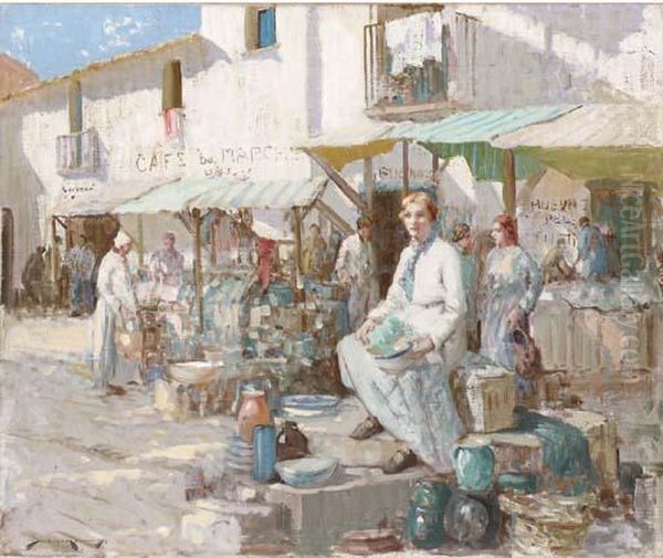 The Crockery Stall, Menton by William Lee Hankey