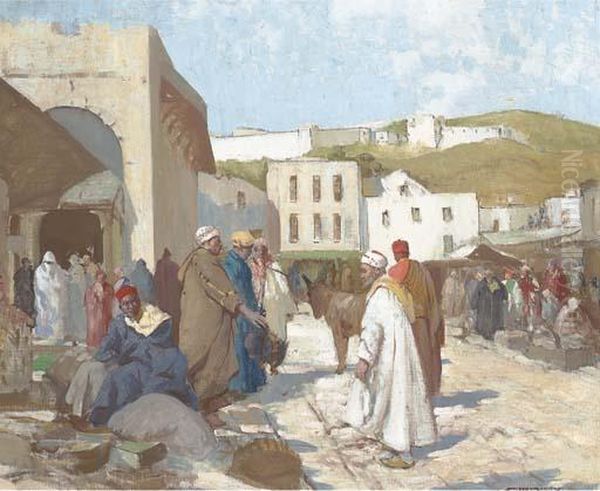 Figures In A North African Market by William Lee Hankey