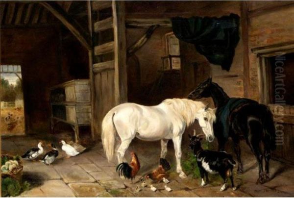 Stable Friends Oil Painting by John Frederick Herring Snr