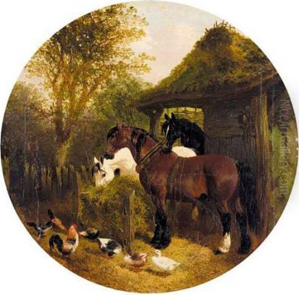 Feeding Time Oil Painting by John Frederick Herring Snr