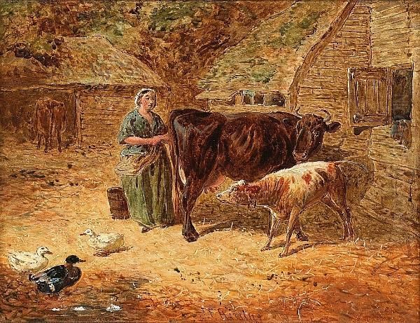 Milking Time by John Frederick Herring Snr