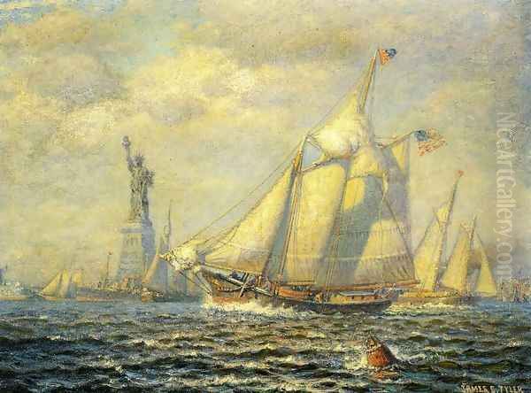 New York Harbor Oil Painting by James Gale Tyler