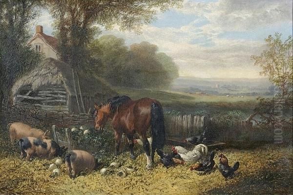 Farmyard Scene Oil Painting by John Frederick Herring Snr