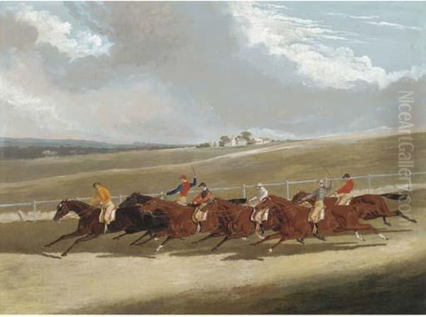 Touchstone Winning The 1836 
Doncaster Cup, With Carew, Venison, Bee's Wing, General Chasse, And 
Flying Billy Oil Painting by John Frederick Herring Snr