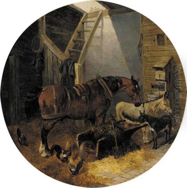 The Farmyard Oil Painting by John Frederick Herring Snr