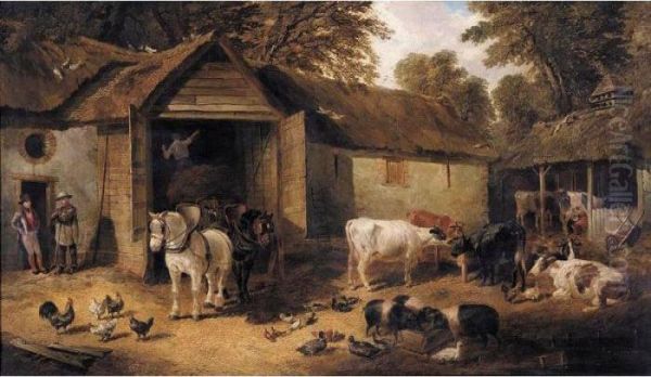 The Farmyard Oil Painting by John Frederick Herring Snr