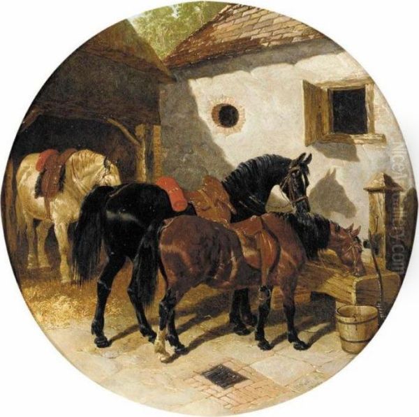 The Farmyard Oil Painting by John Frederick Herring Snr