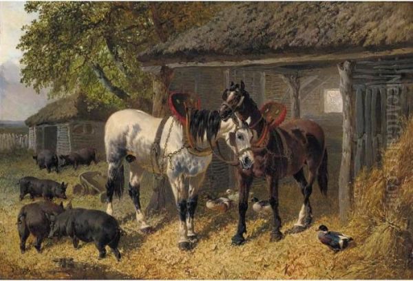 The Farmyard Oil Painting by John Frederick Herring Snr