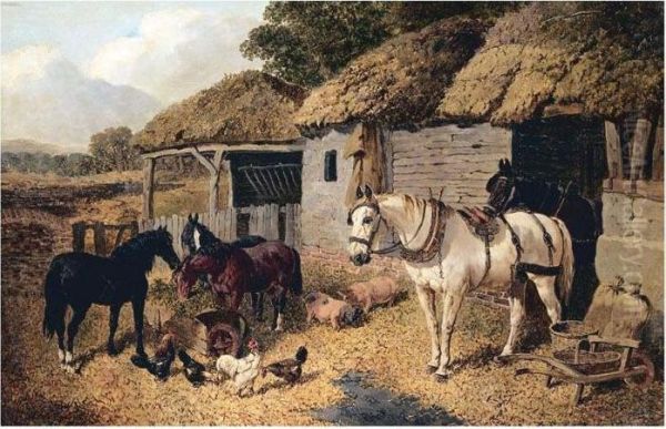 The Farmyard Oil Painting by John Frederick Herring Snr