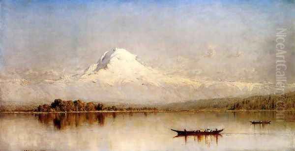 Mount Rainier Bay Of Tacoma Oil Painting by Sanford Robinson Gifford