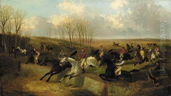 The Steeplechase: The Wall Oil Painting by John Frederick Herring Snr