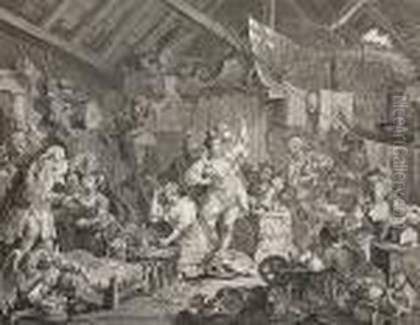 Strolling Actresses Dressing In A Barn (paulson 150) Oil Painting by William Hogarth