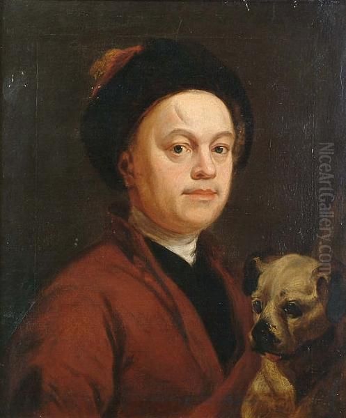 Self Portrait With Pug Oil Painting by William Hogarth