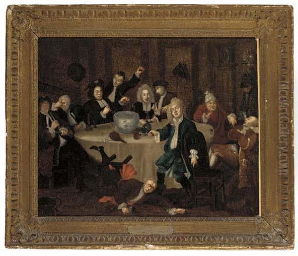 The Midnight Modern Conversation Oil Painting by William Hogarth