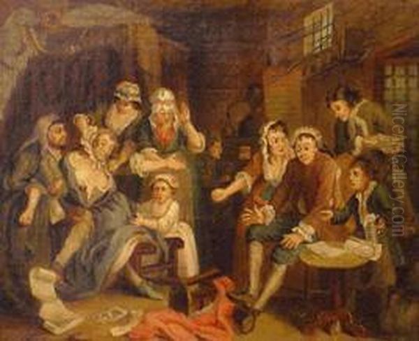 Scene From 'a Rake's Progress' Oil Painting by William Hogarth