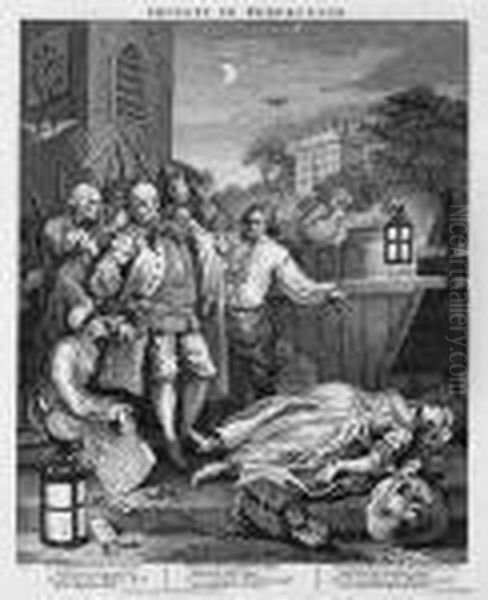 The Four Stages Of Cruelty Oil Painting by William Hogarth