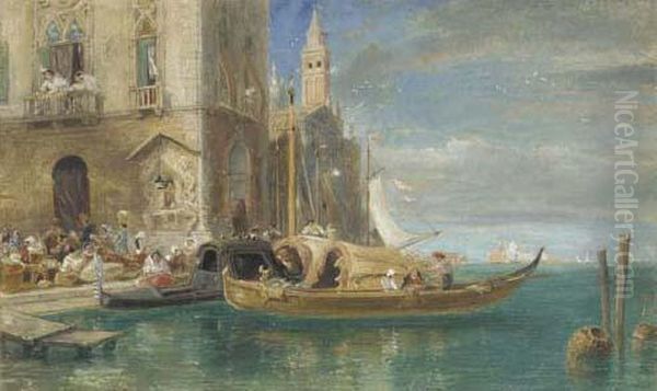 Venice, With Santa Maria Della Salute In The Distance Oil Painting by James Holland