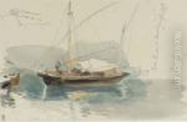 Study Of A Mediterranean Xebec Oil Painting by James Holland