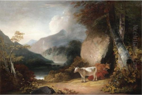 Dolbadarn Castle And Llyn Peris With A View Of Snowdon Oil Painting by John Hoppner