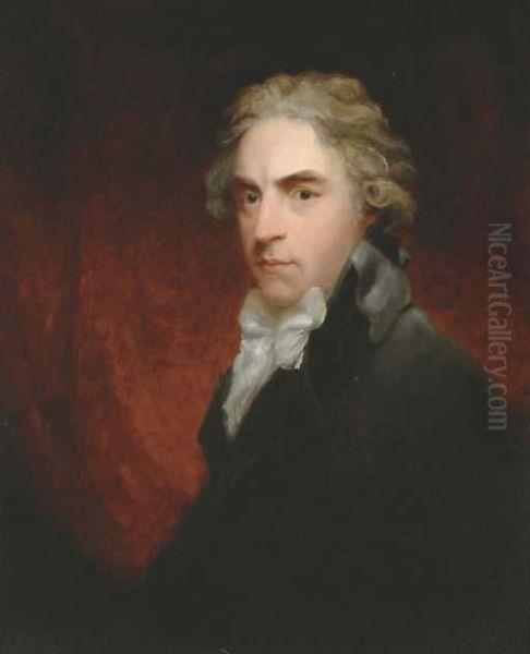 Portrait Of Richard Drummond, Bust-length, In A Black Coat Oil Painting by John Hoppner