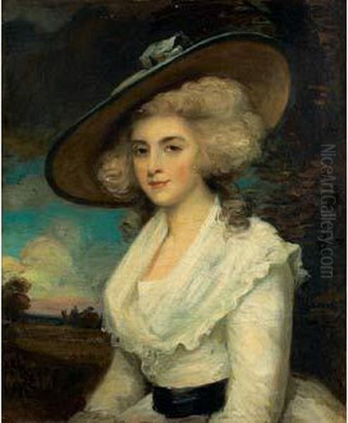 Portrait De Femme Au Chapeau Oil Painting by John Hoppner