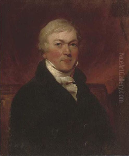 Portrait Of A Gentleman, Half-length, In A Black Coat And Whitecravat Oil Painting by John Hoppner